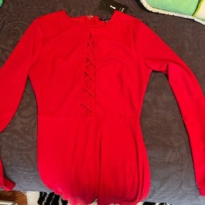 Red mini dress long sleeve